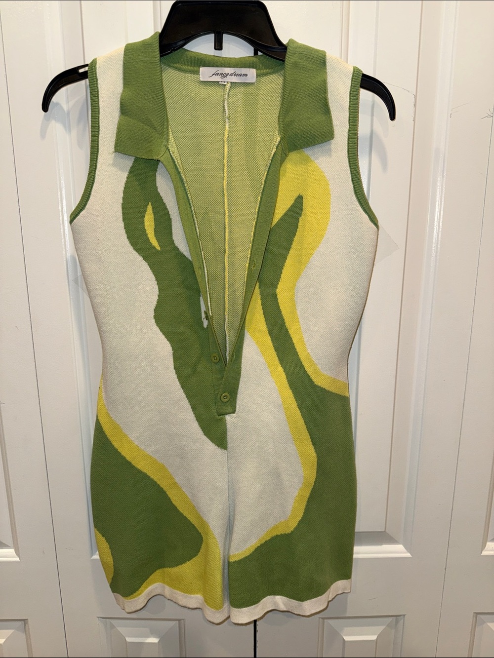 Sleeveless Knit Romper by Jungmaven in Green, Yellow & Cream